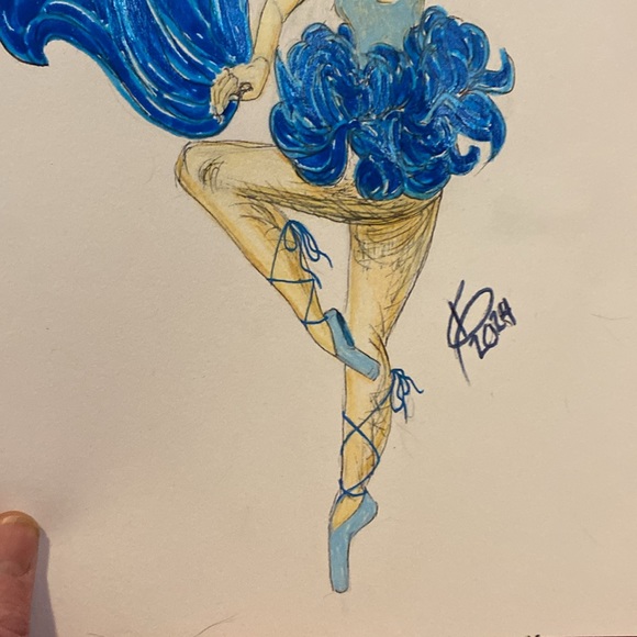 Unframed Original Art Drawing Dancer Dancing Female Form Movement Alberta Artist - Picture 4 of 5